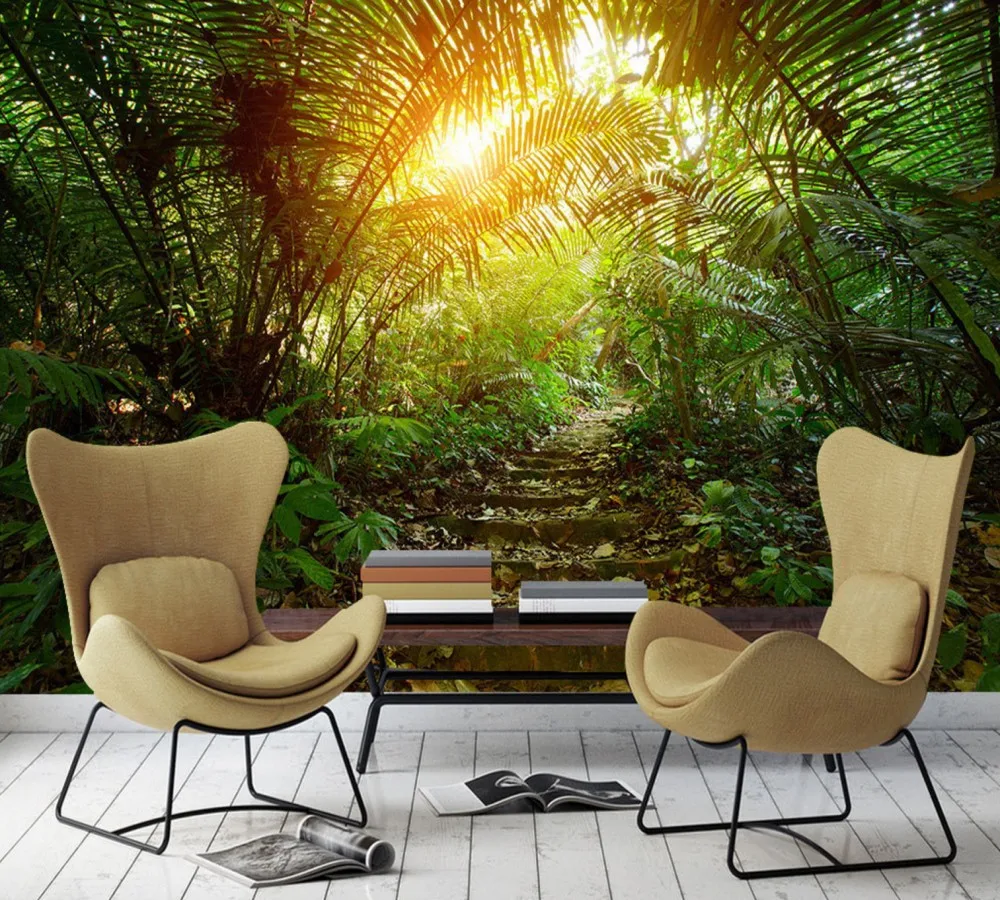 

Dropship Fantasy Forest Trails Nature Scenery TV Background Wall 3D Custom Living Room Decoration Tropical Jungle Wallpaper
