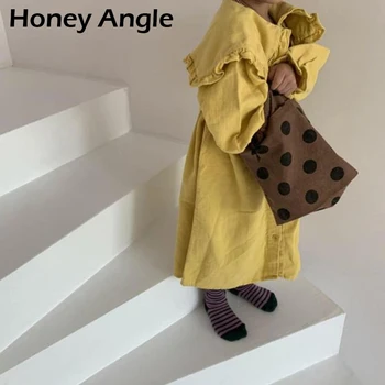 

Honey Angle Kids Princess Dress For Girls Long Sleeve Lapel Girl Party Dress Korean Version Baby Dress Casual Girl Clothes