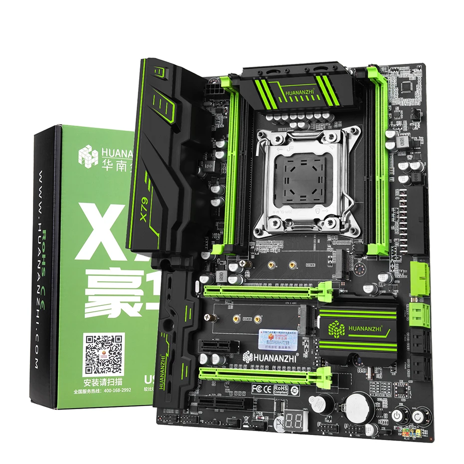 HUANANZHI X79 2 49 материнская плата LGA2011 V3.1 GREEN ATX USB3.0 SATA3 PCI-E NVME M.2 SSD поддержка памяти REG ECC