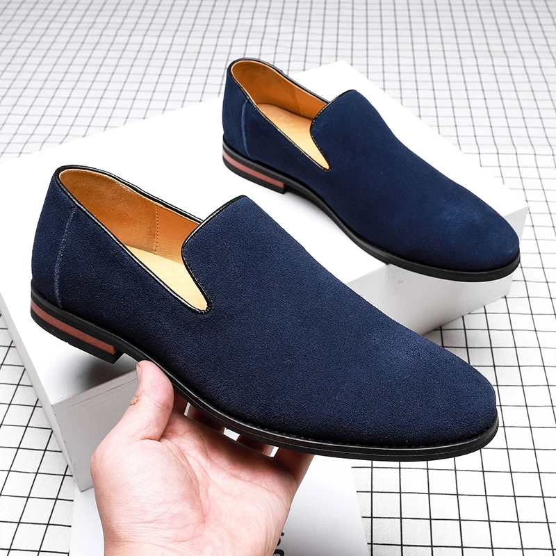 Summer Spring Green Men Flats Misalwa Casual Cow Suede Moccasins Simple Office Leisure Loafers Slipon Dropshipping