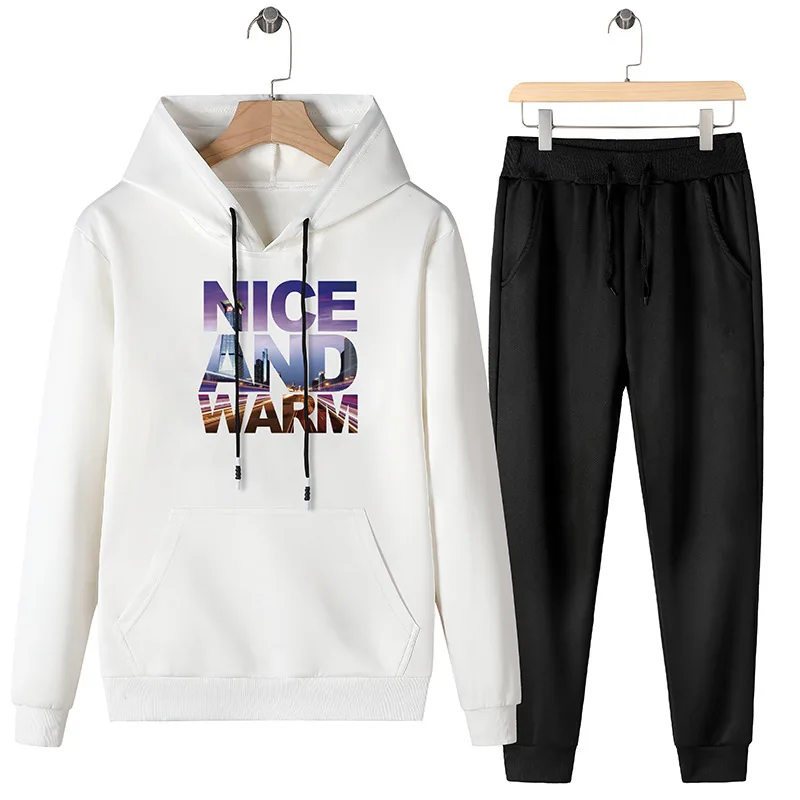 

Men Sweatsuit 2019 Autumn Winter Men Print Hoodies Set Mens Track Suit Man Sportswear Sets Male Hoodie+Pants Jogger Suits M-5XL