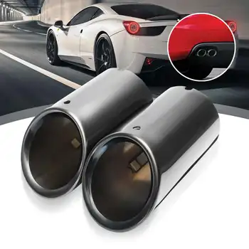 

Pair Car Rear Exhaust Muffler Tail Pipe Tip 7.6 cm Diameter Stainless Steel For Audi Q5 A1 A3 A5 A4 B8