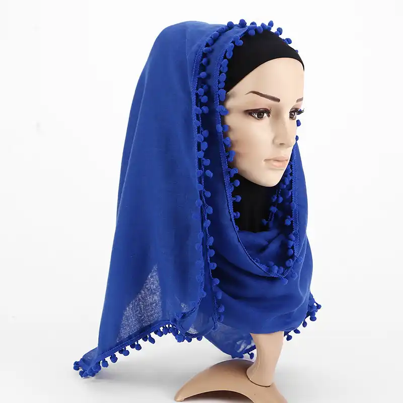 Mujeres Moda Hijab Bola Decoración Bufanda Envolvente Con Borla Algodón Bufandas turbante Nuevo