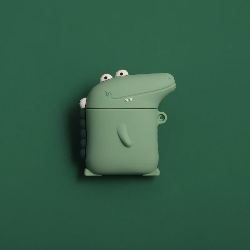 Чехол для наушников, мягкий силиконовый чехол для AirPods 1 2, bluetooth-гарнитура, зарядная коробка, милый мультяшный Лев и динозавр, чехол s с крючком
