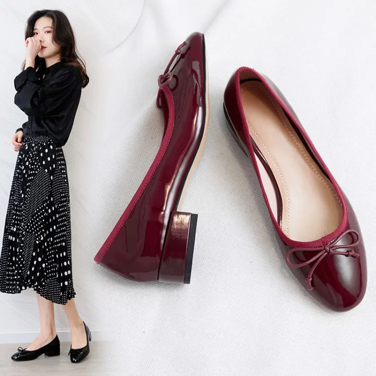 

Pqs9-12019 Spring And Summer New Style Genuine Leather round-Toe Graceful Single Shoes Bow Small Leather Shoes Mary Jane Shoes