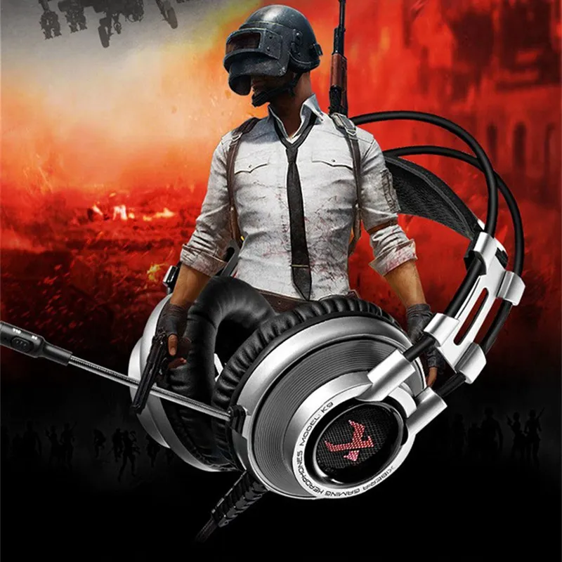 AABB-XIBERIA K9 7,1 вибрационная USB игровая гарнитура наушники глубокий бас светодиодный светильник гарнитуры с микрофоном для PC Gamer(серебро