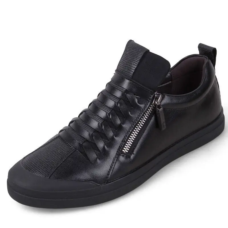 

New 2019 Autumn Winter Shoes Men Boots Cool Young Men Casual Shoes Zip Design Male Black Ankle Boots Man Winter Footwear A1758