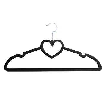 

Pack of 10 Non-Slip Ultra-Thin 360 Degree Swivel Flocked Adult Clothes Hangers with Heart Tie Bar, Notched Shoulders for Garment