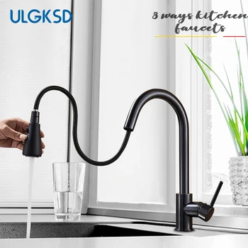 

Pull Down Kitchen Faucets Multicolor Kitchen Sink Faucet Single Handle Mixers Taps 360 Rotation 2 Function Spout Water Mixer