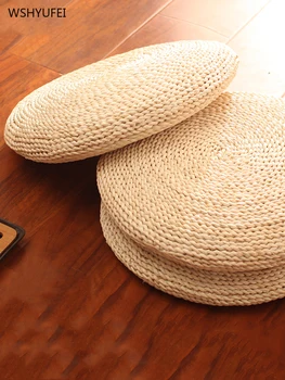 

Pastoral tea ceremony straw tatami cushions thickening Zen sitting rattan cushion pad futon round cushion chair cushion