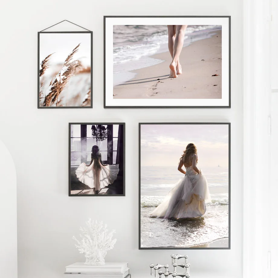 Poney-Flower-Girl-Sea-Beach-Life-Quote-Wall-Art-Canvas-Painting-Nordic-Posters-And-Prints-Wall(1)