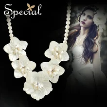 Специальное романтическое длинное ожерелье с натуральным жемчугом, большой цветок, Морская ракушка, бисерное ожерелье, свадебные ювелирные изделия, подарки для женщин XL160308