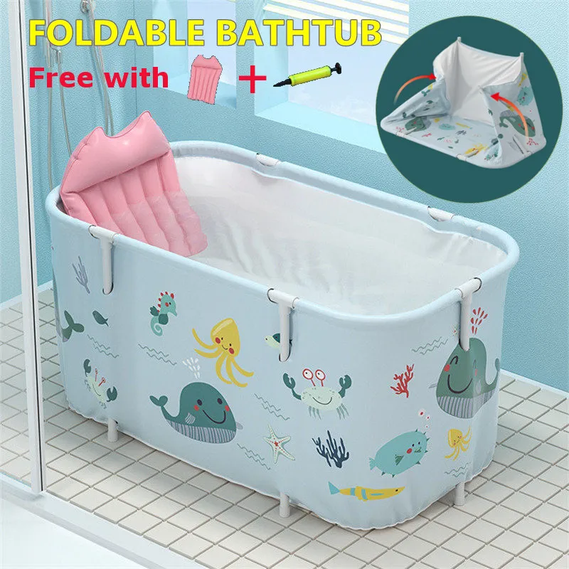 WUPYI2018 Inflatable Bathtub PVC Anti-Slippery Folding Adult Bathtub for Bathroom SPA Bath Ttub Pool Children Inflatable Pool Blue 