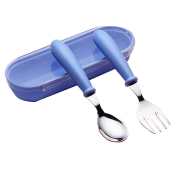 

3Pcs Children Spoon Forks Box Kids Stainless Steel Kids Cutlery Portable Baby Feeding Utensils