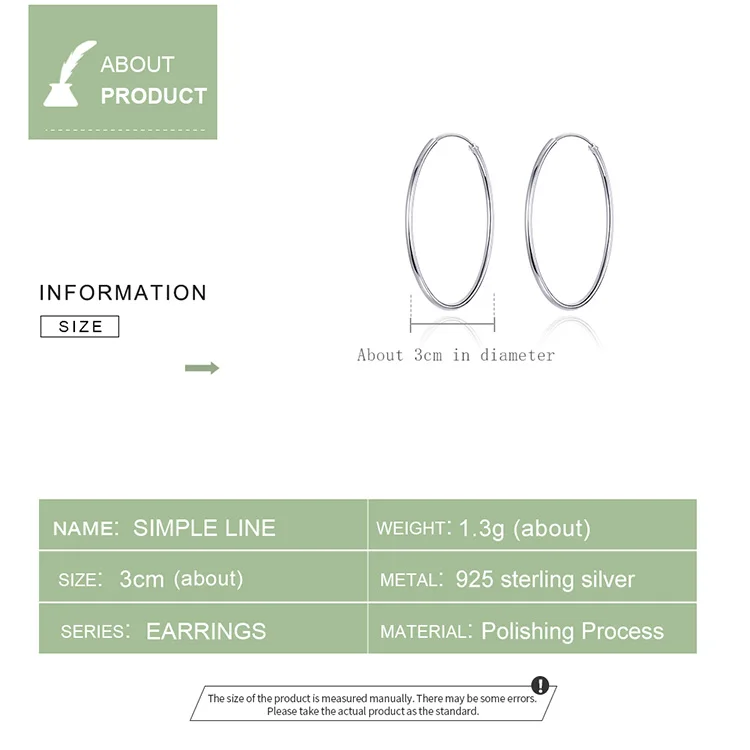 WOSTU 925 пробы Серебряный Большой круг обруч серьги минималистичные простые круглые серьги для женщин модные вечерние ювелирные изделия CQE710