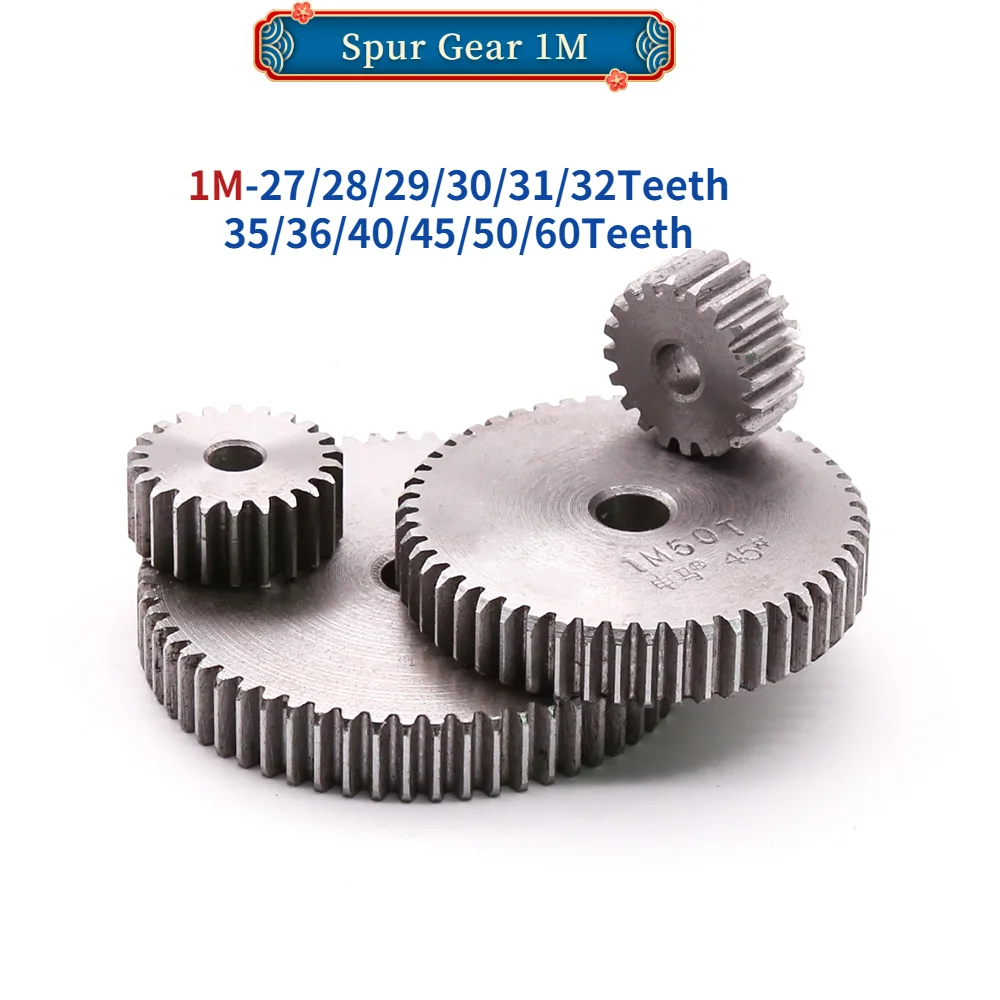 1 Pcs Spur Gear 1m 27t60t Gear Wheel 45 Carbon Steel Material Motor