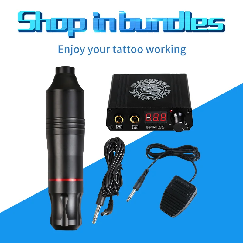Ротационная машинка для татуажа, мощный мотор, брендовые Пистолеты для бровей, губ, Перманентный макияж, бесплатный подарок, поставки - Цвет: Pen with Power Pedal