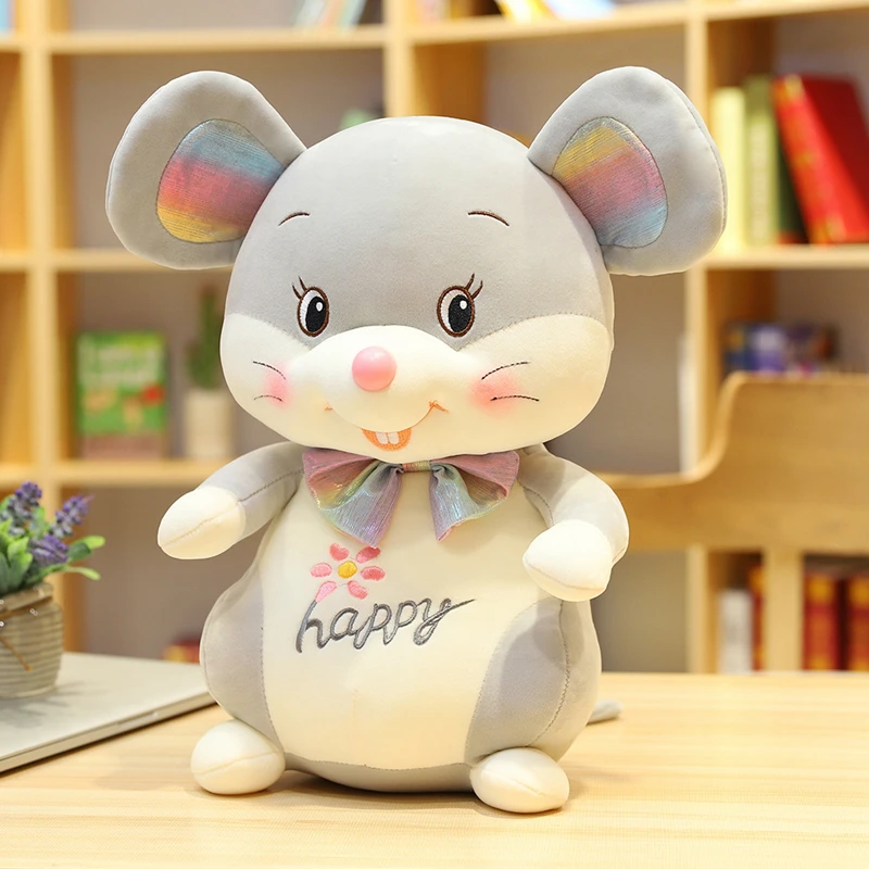 Популярная новинка, милая плюшевая игрушка с мышкой, мягкая подушка в виде мыши, крысы, куклы, Kawaii, подарок на день рождения для детей, милые детские игрушки - Цвет: Gray
