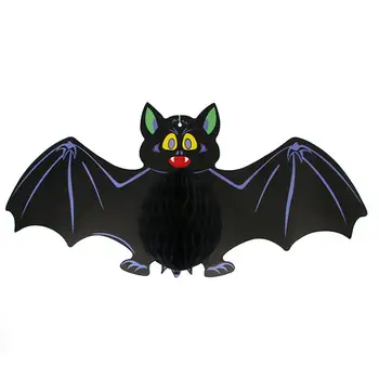 

RCtown Halloween Decoration Paper Bat Spider Witch Hanging Halloween Props Bar KTV Party Supplies