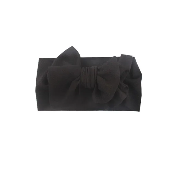hair headband Милая повязка на голову с большим бантом для маленьких девочек; однотонная хлопковая эластичная повязка на голову с бантом; повязка на голову для новорожденных; реквизит для фотосессии - Цвет: hair headband