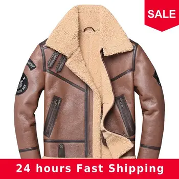 

2020 Brown Men Fashion Natural Causal Shearling Coat Large Size XXXXL Genuine Sheepskin Winter Slim Fit Shearling Jacket