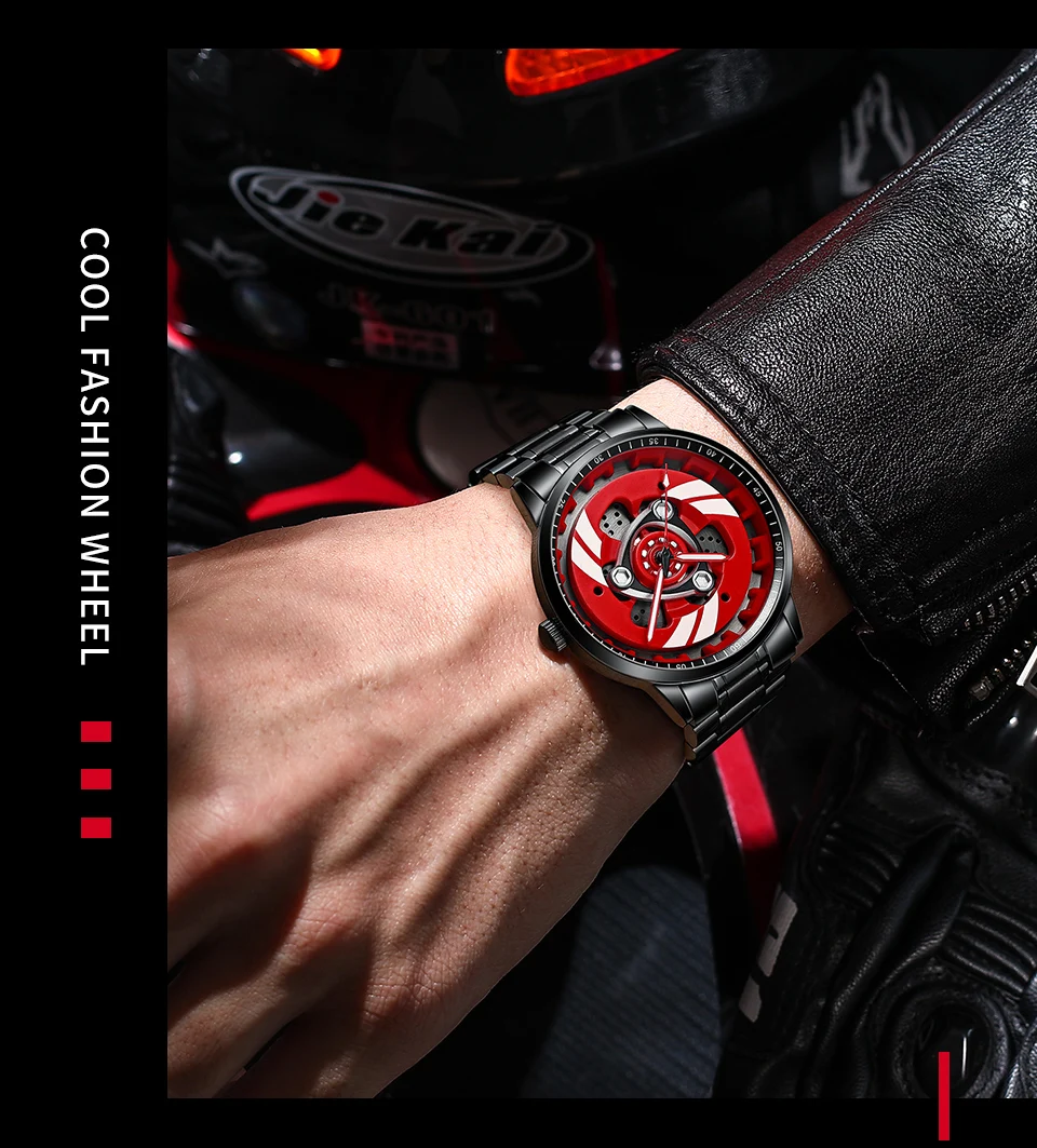 Original 3D Men's Watches Waterproof Motorcycle Rim Watch Quartz Men's Sports Watches For Men Clock Mens Spinning Watches Sneakatelier