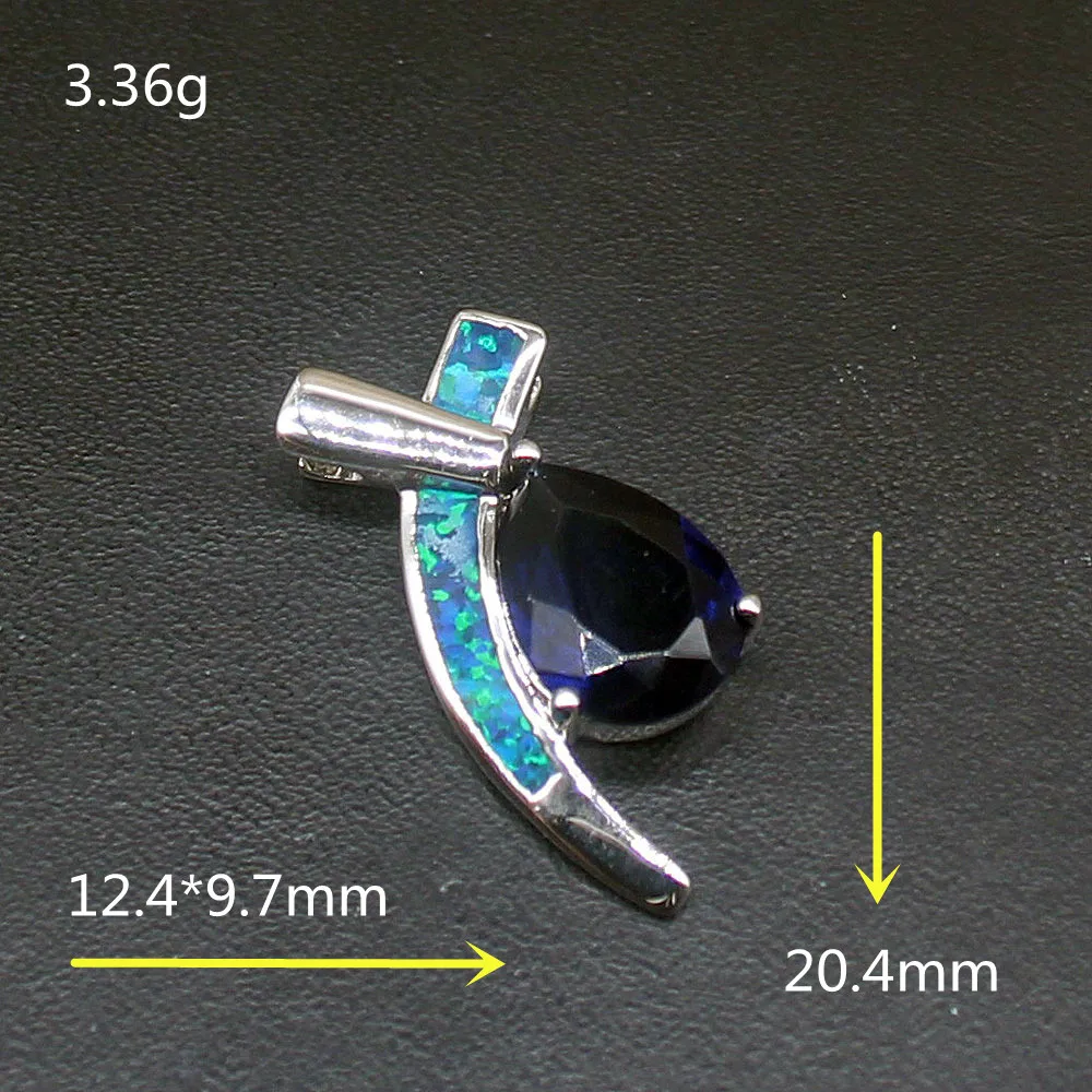 Gemstonefactory Jewelry Big Promotion 925 Silver Royal Sapphire Blue Opal Women Ladies Gifts Necklace Pendant 20214514