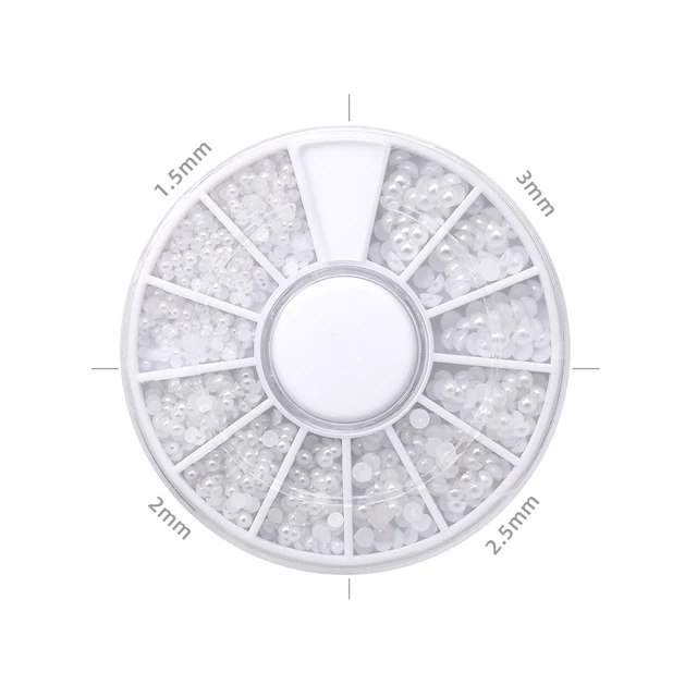 HNUIX Mix Sizes White Nail Art Tips Half Pearls 3d Nail Beads Rhinestone Decoration DIY Beauty Salon Manicure Supply 02