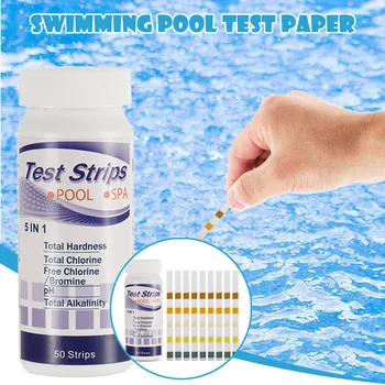 

5-in-1 One Bottle 50 Test Tape for Swimming Pool Water Quality Multifunctional Detection PH Value Alkalinity Hardness Test Strip