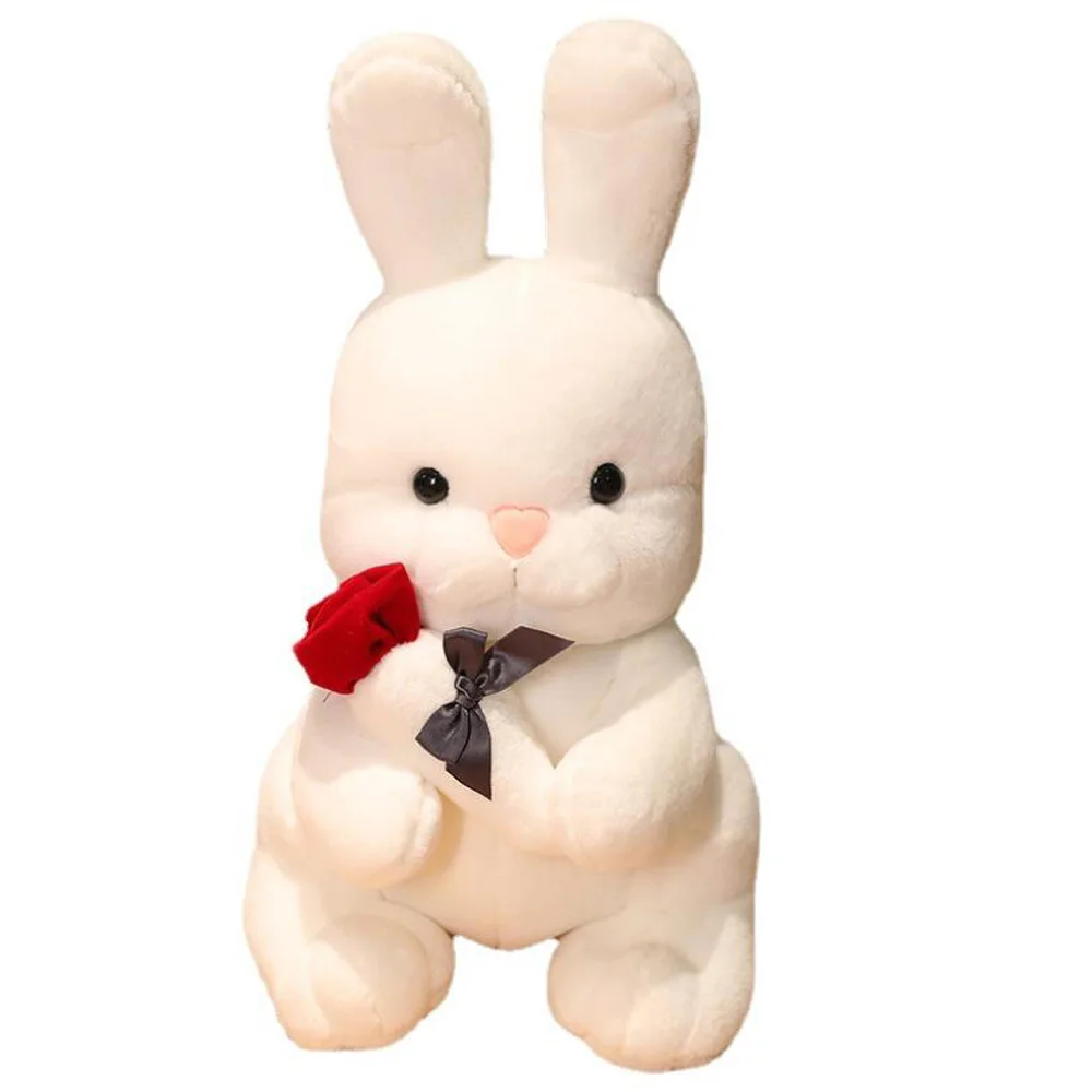 Cute Rabbit Hugging Roses Children Plush Stuffed Toy For Girl Birthday Gift