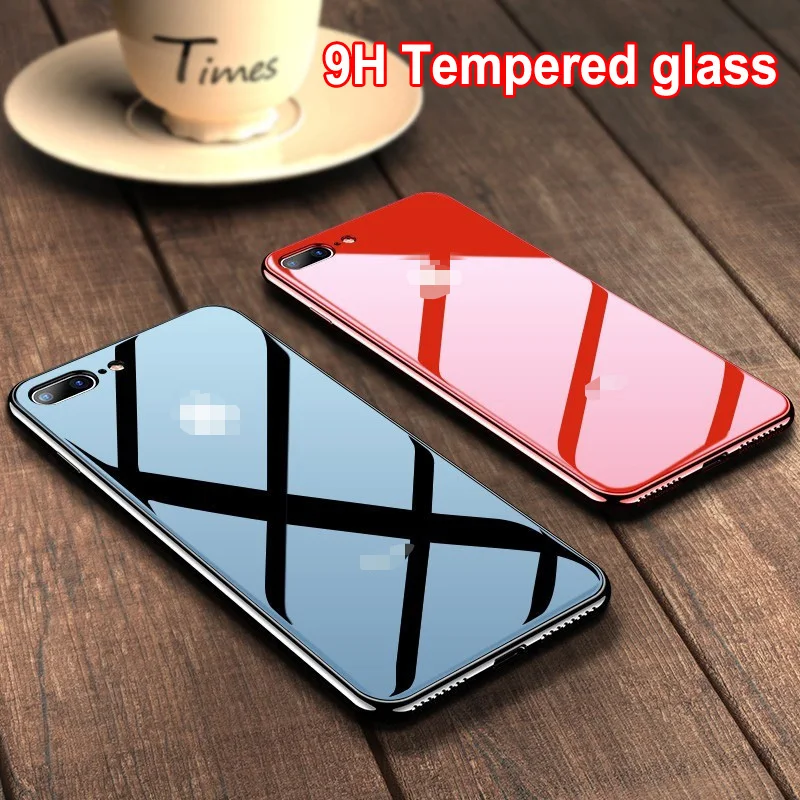 Роскошный 9H закаленный чехол для Apple iphone X XR XS 11 pro Max 6 6S 7 8 Plus тонкий зеркальный
