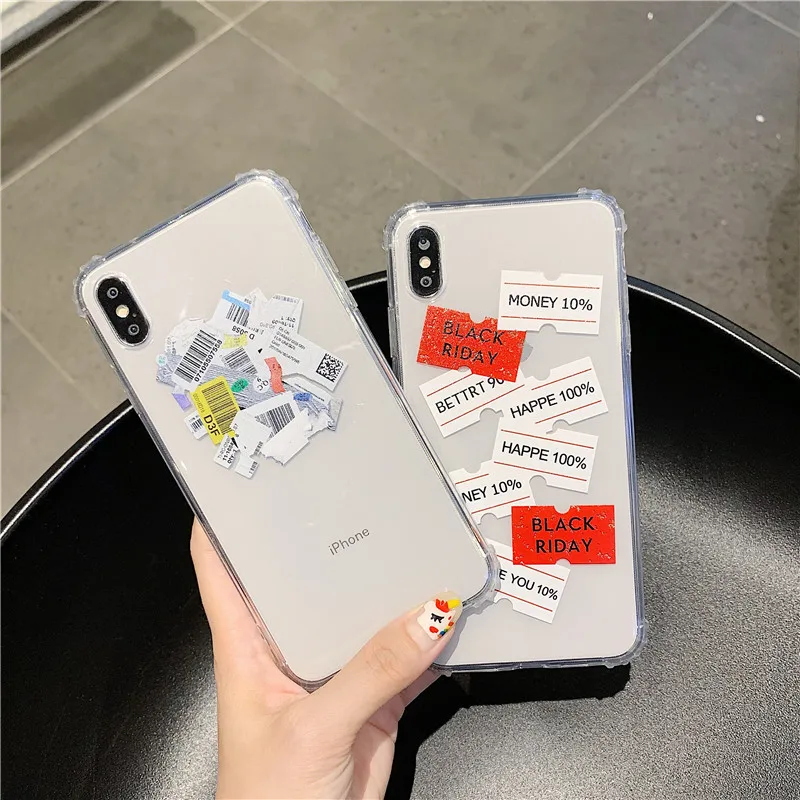 

Ins New Barcode simple label brand phone case for iPhone 6 6s Plus 7 7Plus 8 8Plus X XS XR XS Max clear soft tpu back cover