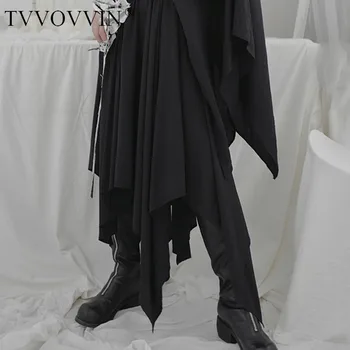 

loose High Elastic Waist Black Asymmetrical Hem Split Joint Half-body Skirt Women Fashion Tide Spring Autumn 2020 6BT5