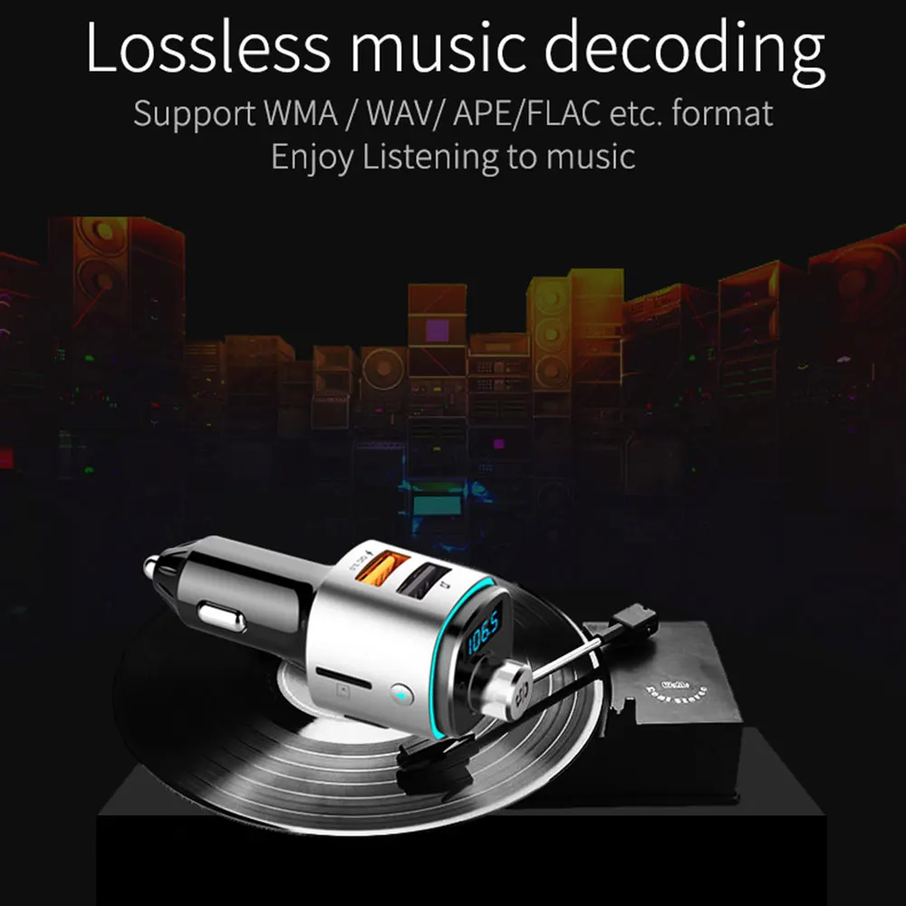 Автомобильный MP3-плеер BC42, автомобильный Bluetooth fm-передатчик QC3.0, быстрое зарядное устройство с двумя usb-портами, автомобильный комплект громкой связи