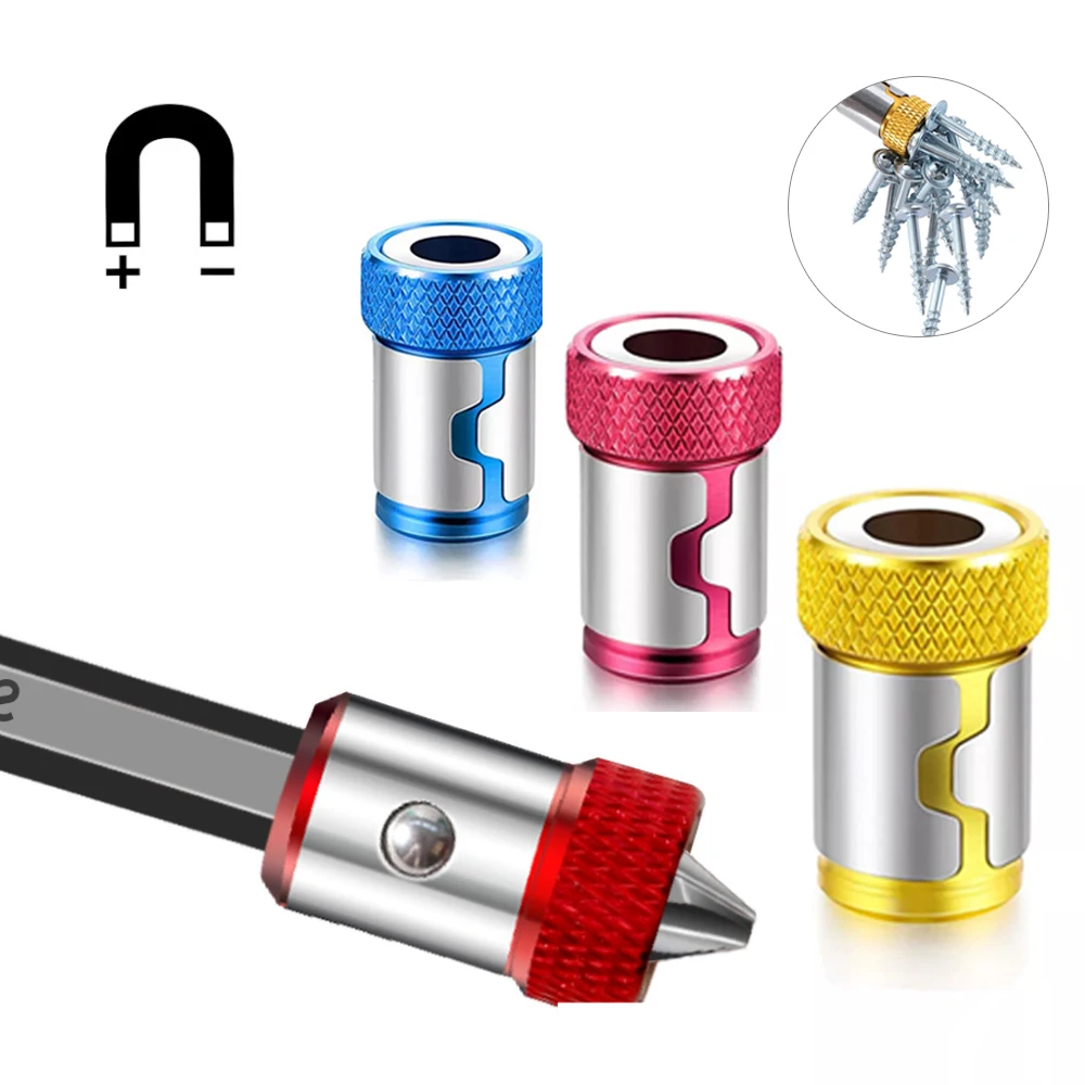 Screwdriver Power Bit Screw Magnetic Ring Bracket Metal Screwdriver Head Holder Locator Anti-Corrosion Drill Bit Magnetizer Ring
