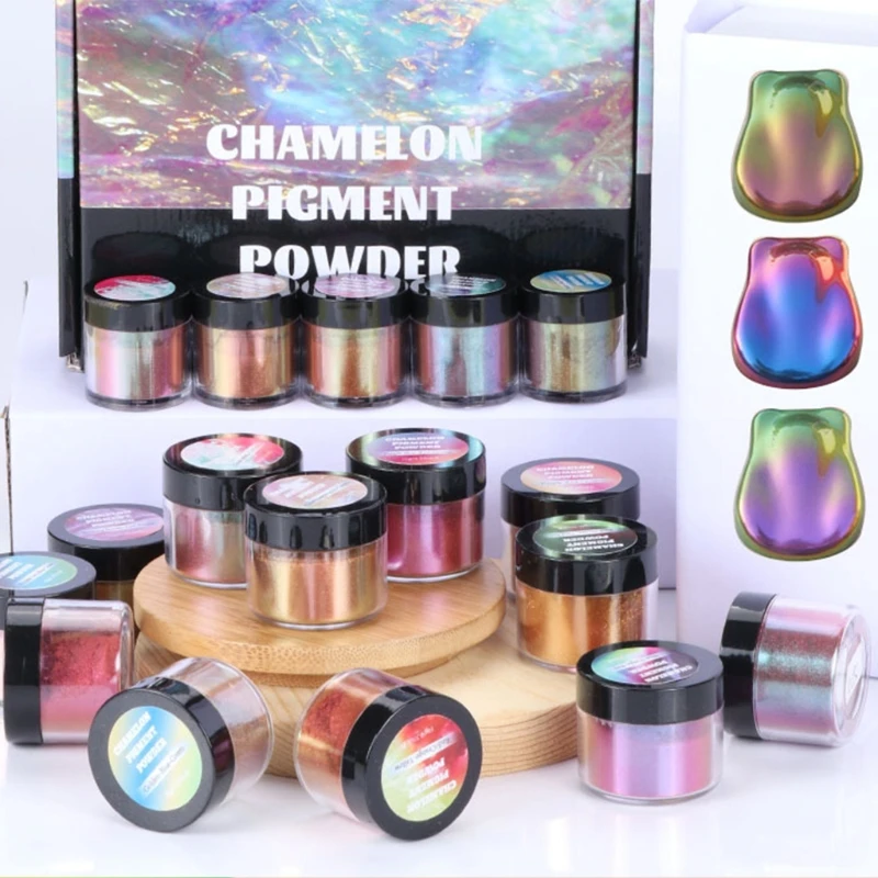 10g Chameleon Powder Pigment 10Colors Changing Mica Powder for Epoxy Resin  Holographic Mica PowderColor Shift Mica Powder