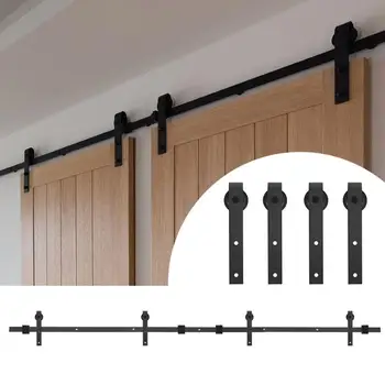 

12FT Sliding Door Rail 366cm Double Door Splicing Regular Carbon Steel Barn Door Hanging Rail Furniture Hardware