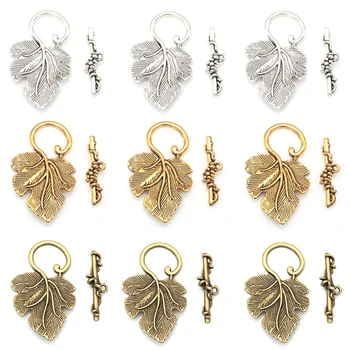 

Wholesale10 Sets Tibetan Silver plated Grape Leaf Toggle Clasps Connectors Grapes Clasps Hooks for Jewelry Making