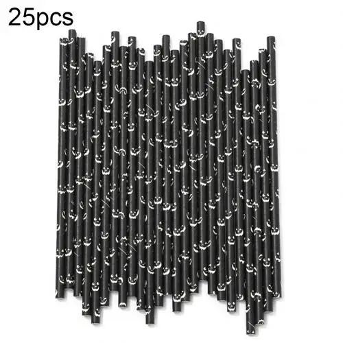 25PCS 25 шт. одноразовые бумажные соломинки в виде тыквы для Хэллоуина, для дома, вечерние, для кухни, для бара, для декора, изготовлены из высококачественной бумаги, прочный, нетоксичный - Цвет: 25PCS
