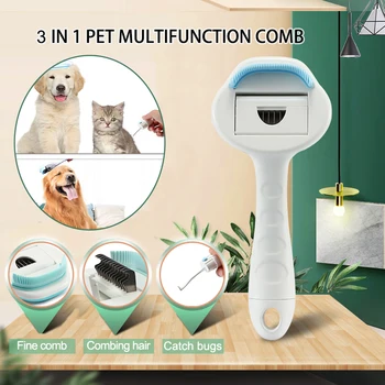 

3 in 1 Multifunctional Pet Dogs Brush Comfortabe Easily Remove Dog Cats Dead Hair Effective Insect Repellent Comb Pet Supplies