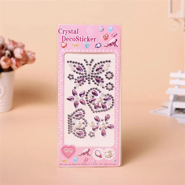 8   Acrylic Butterfly Crown Love Stickers For Women Mobile Phone Shell Decoration Rhinestones Stickers Diy Handmade Crafts Stickers