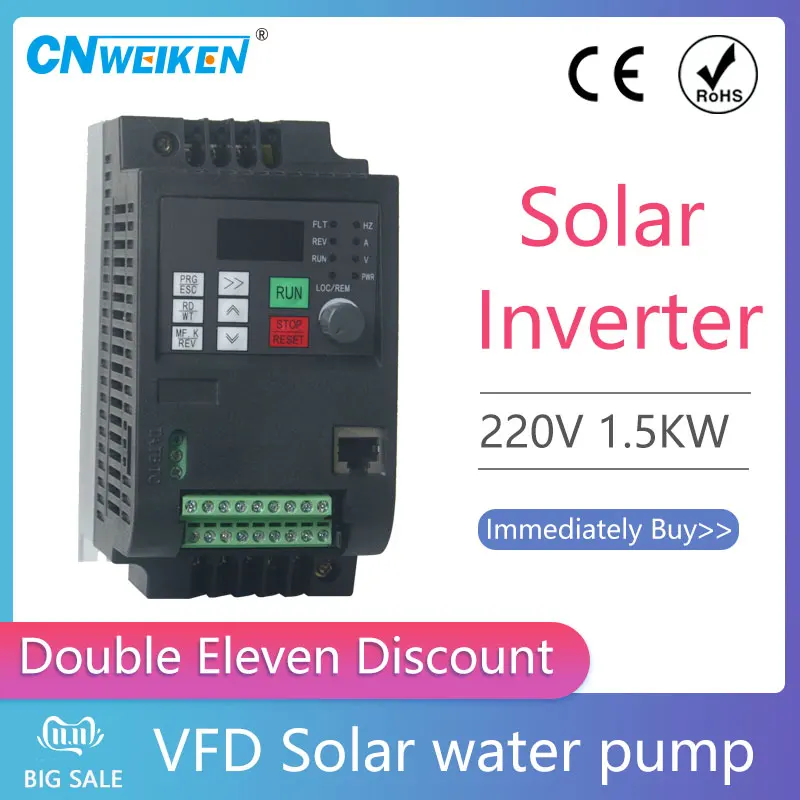 AC 220V 1.5KW Single Phase/3-Phase Variable Frequency Drive Converter Motor VFD 