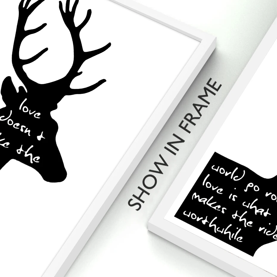 Nordic Abstract Canvas Paintings Scandinavia Deer Love Symbol Wall Art Pictures Poster Print Gallery for Living Room Home Decor