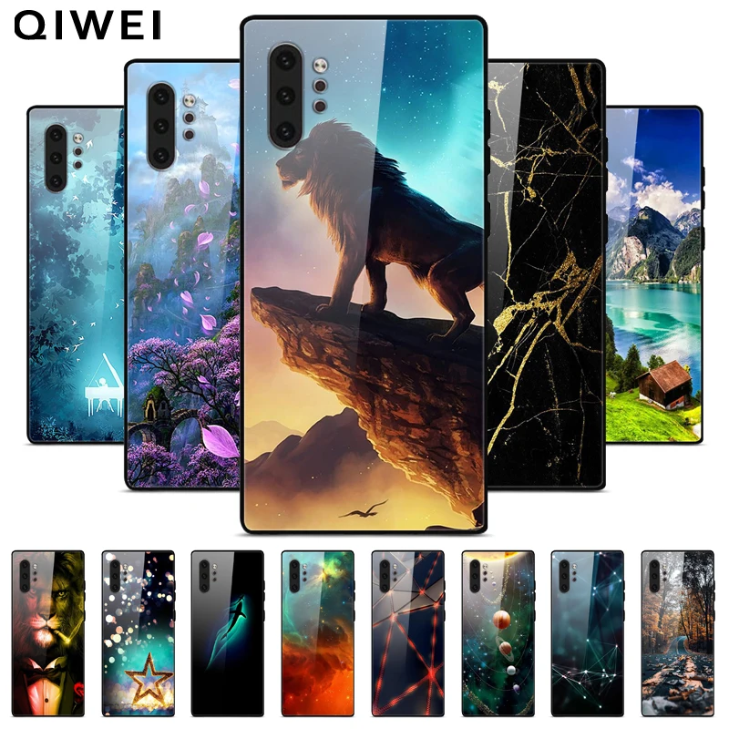 

For Samsung Galaxy Note 10 Case Note10 Pro Tempered Glass Hard Back Cover For Samsung Note10+ 10Pro Phone Cases Silicone Bumper