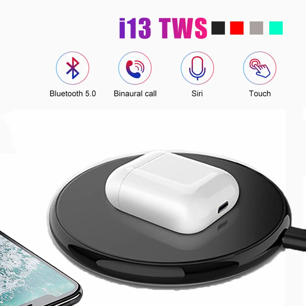 

Wireless Charging i13 Tws Bluetooth 5.0 Headphone Original Helmets Surround Sound Supper Bass Pop up For All Smart Phones