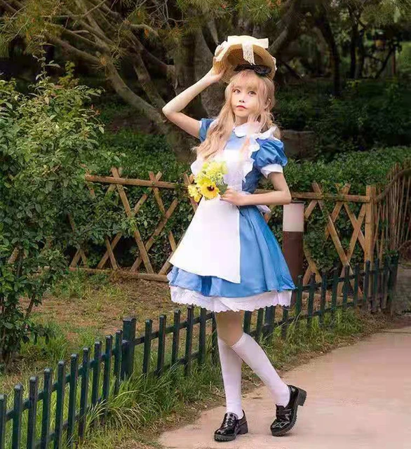 Ragazze Alice nel paese delle meraviglie Fancy Maid costumi Cosplay abito  lungo per donna dolce cameriera carina Lolita Dress Anime Purim Costumes -  AliExpress