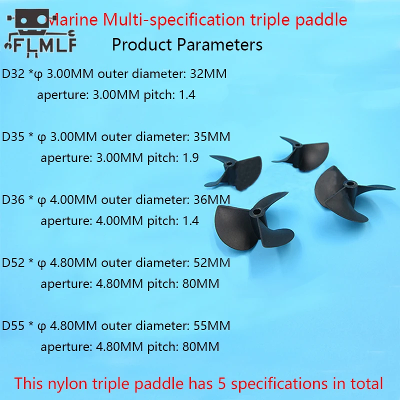 Rc Boat Nylon 3 Blades Propellers for 3mm/4mm/4.8mm Shaft Rc Boat 3 Blade Plastic Paddles