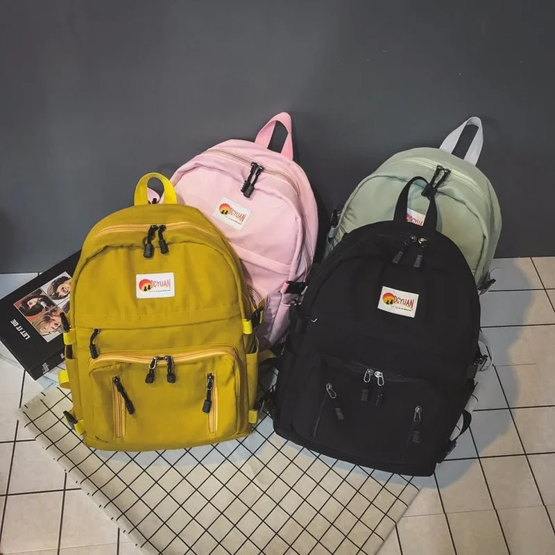 

Canvas backpack zipper bag school large capacity backpack multi-pocket zipper shoulder bag casual boys girls bag