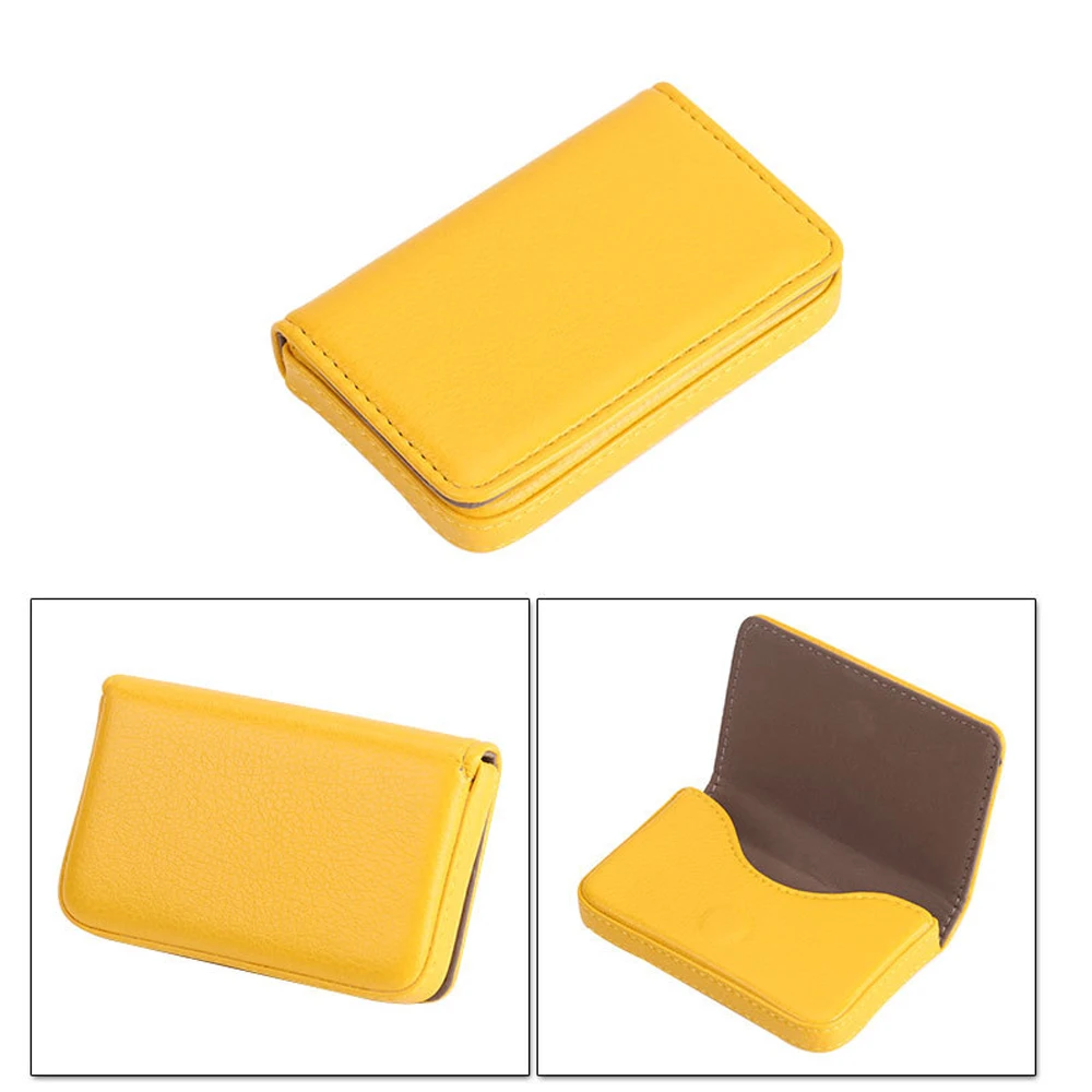 Модный полностью кожаный чехол для визиток из ПУ кожи, креативный Вертикальный чехол для визиток с откидной крышкой, аксессуары для бумажников, 9 цветов