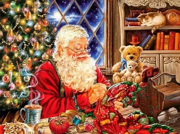 

Santa Sew Sweet Counted Cross Stitch Kits Needlework Embroidery Crafts 14ct Unprinted DIY Arts Handmade Home Decor